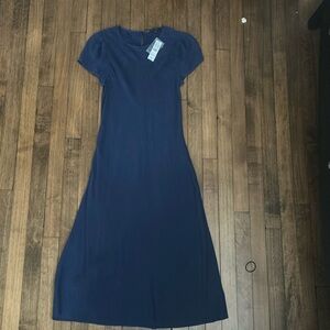J crew navy short sleeve midi dress size 2